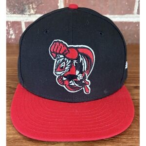 Richmond Flying Squirrels Hat Cap‎ Fitted Mens 7 1/2 Black MILB Baseball New Era